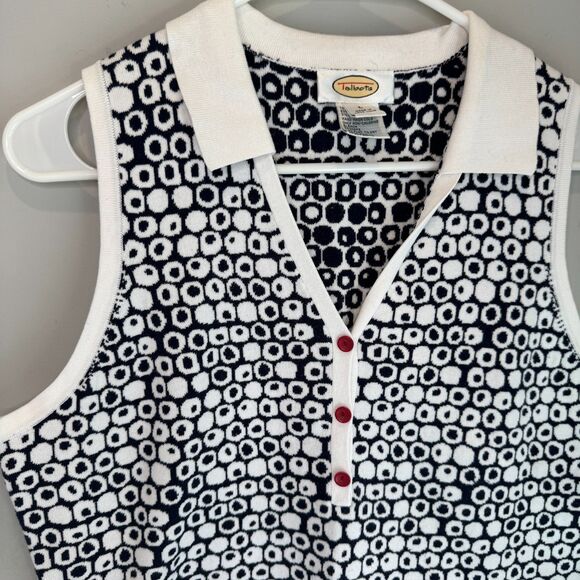 Vintage Talbots Knit Sleeveless Sweater Blue & White, SZ L, Excellent Condition - Picture 2 of 7